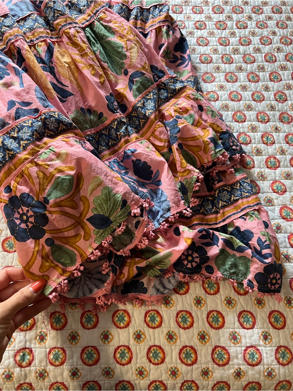 Farm Rio Pink Seashell Tapestry Midi Size Large Retails $275 - Picture 10 of 11
